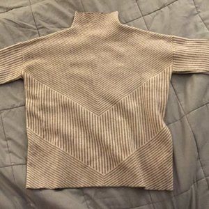 Tan and White Chevron Striped Sweater